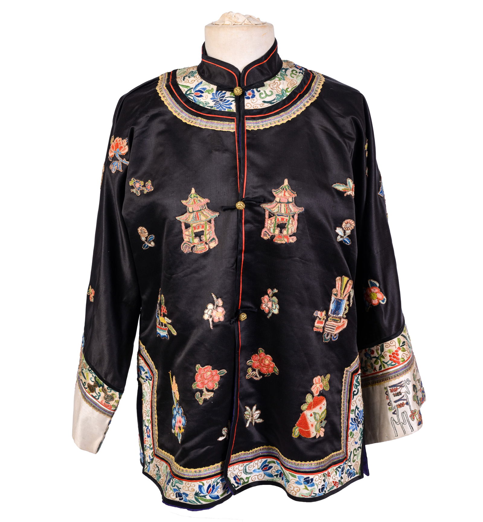 CHINESE EMBROIDERED SILK JACKET. (1 of 8)