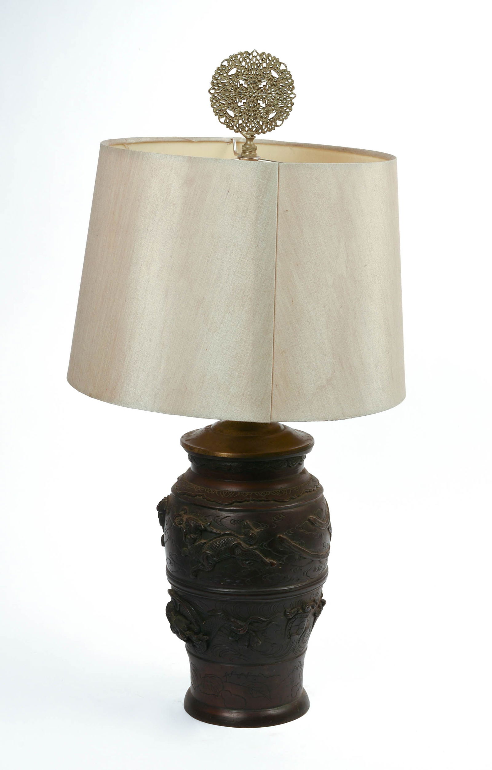 CHINESE BRONZE VASE WITH DRAGONS. (1 of 3)