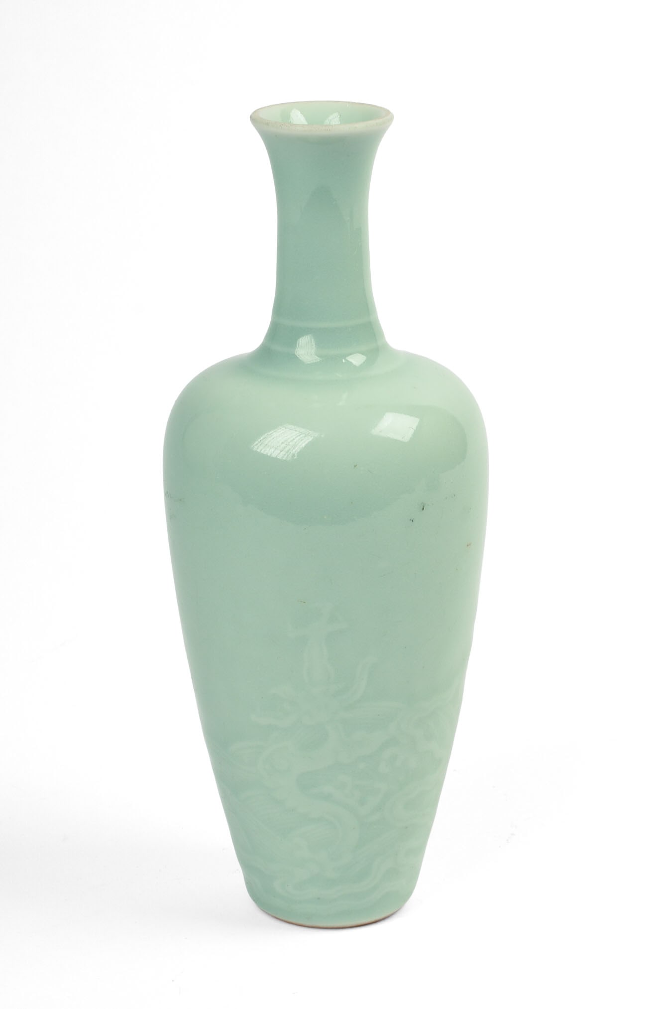 SMALL CHINESE CELADON GLAZE VASE. (1 of 5)