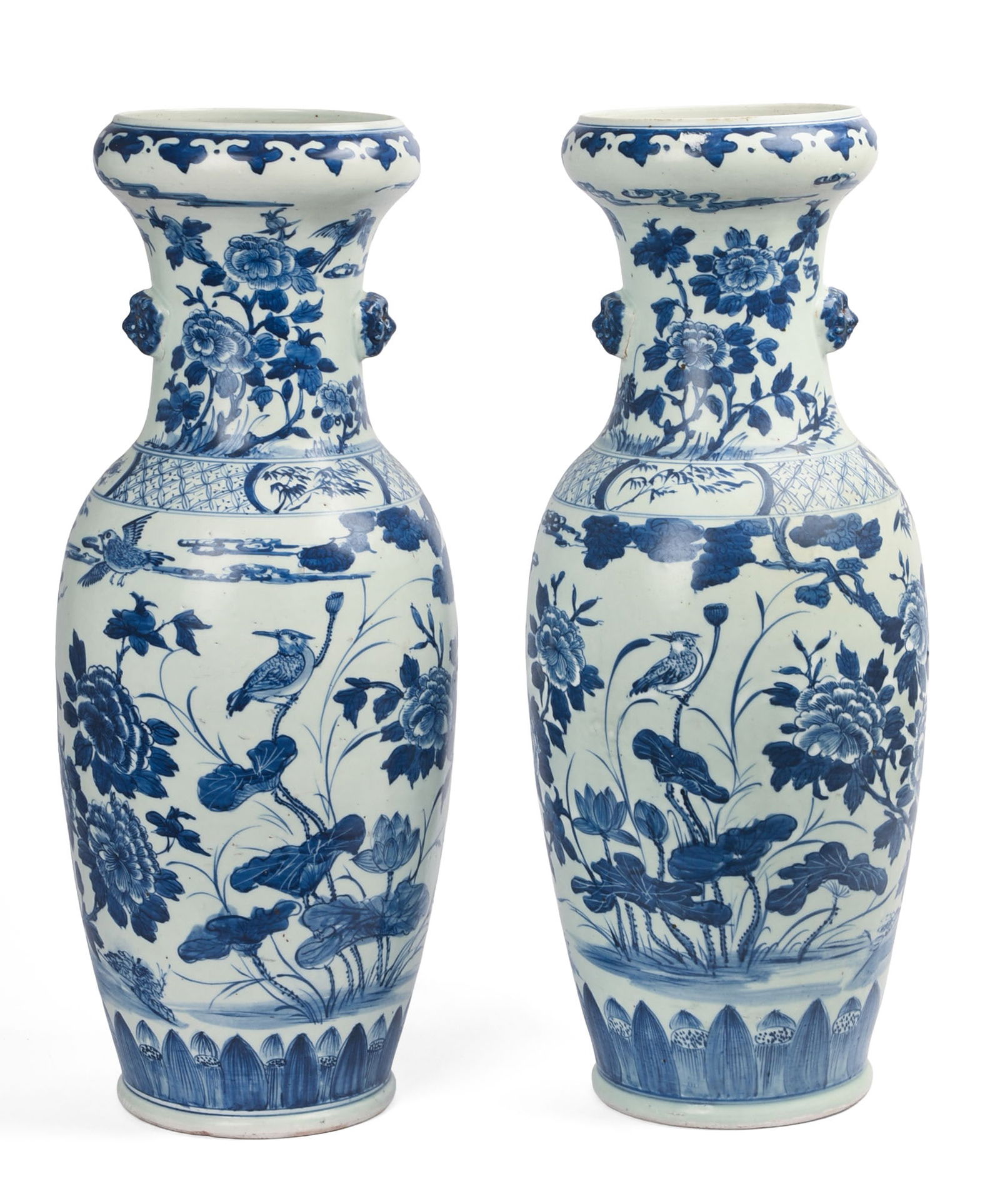 PAIR OF CHINESE BLUE AND WHITE FLOOR VASES. (1 of 11)