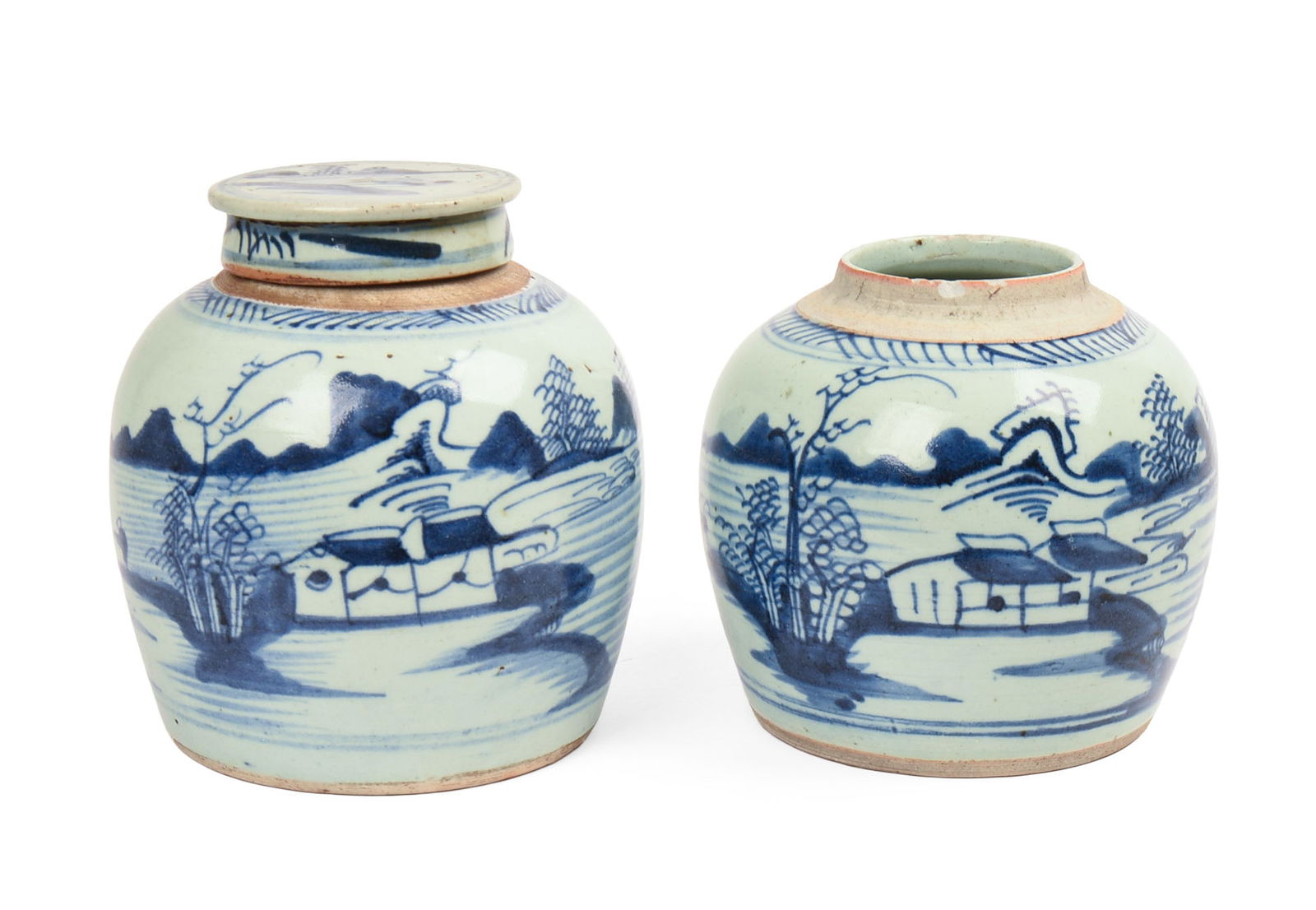 PAIR OF CHINESE BLUE & WHITE GINGER JARS. (1 of 6)