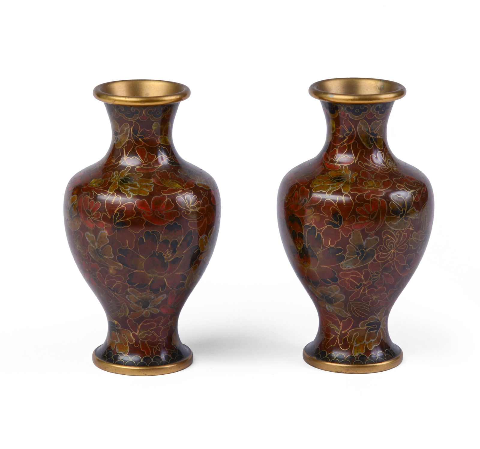 PAIR OF CHINESE CLOISONNE VASE. (1 of 5)