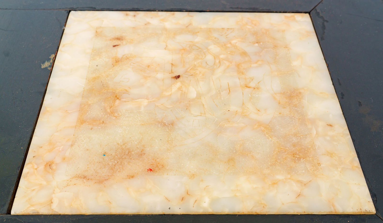 CHINESE CONVERTIBLE TABLE WITH MARBLE INSERTS. - 5