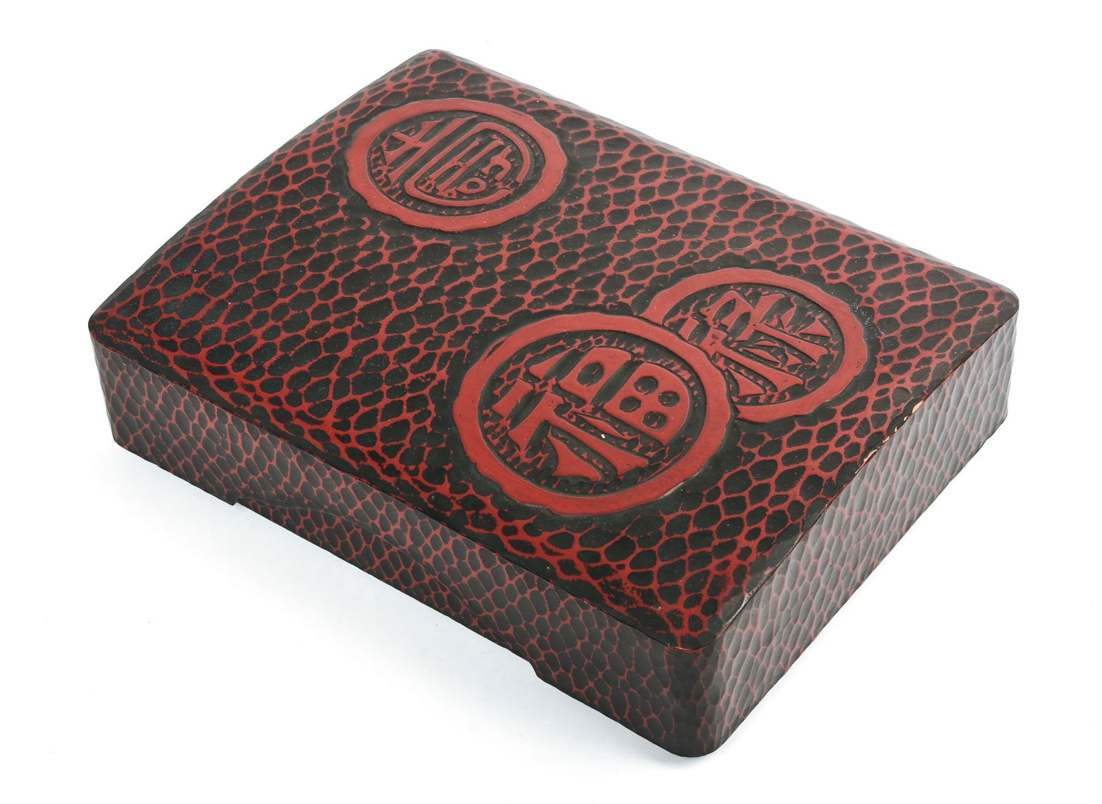 JAPANESE LACQUER PAPER BOX.: Meiji period. 3 x 13 x 10 inches. Some very minor losses.