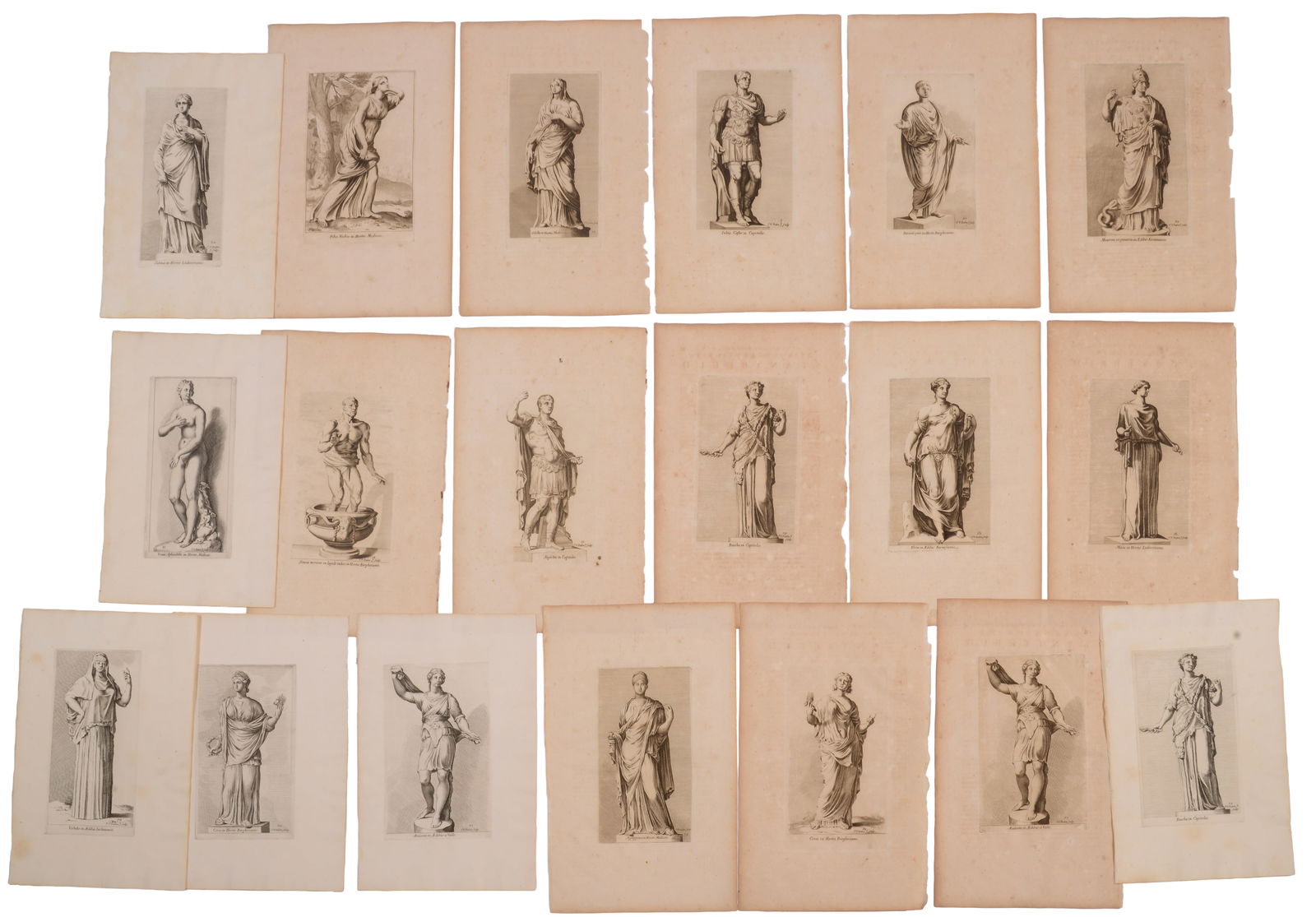 NINETEEN ENGRAVINGS BY FRANCISCO PERRIER.: Circa 1680, sheets 14 x 9 and 15.5 x 9.5 inches. Good condition, some minor toning.