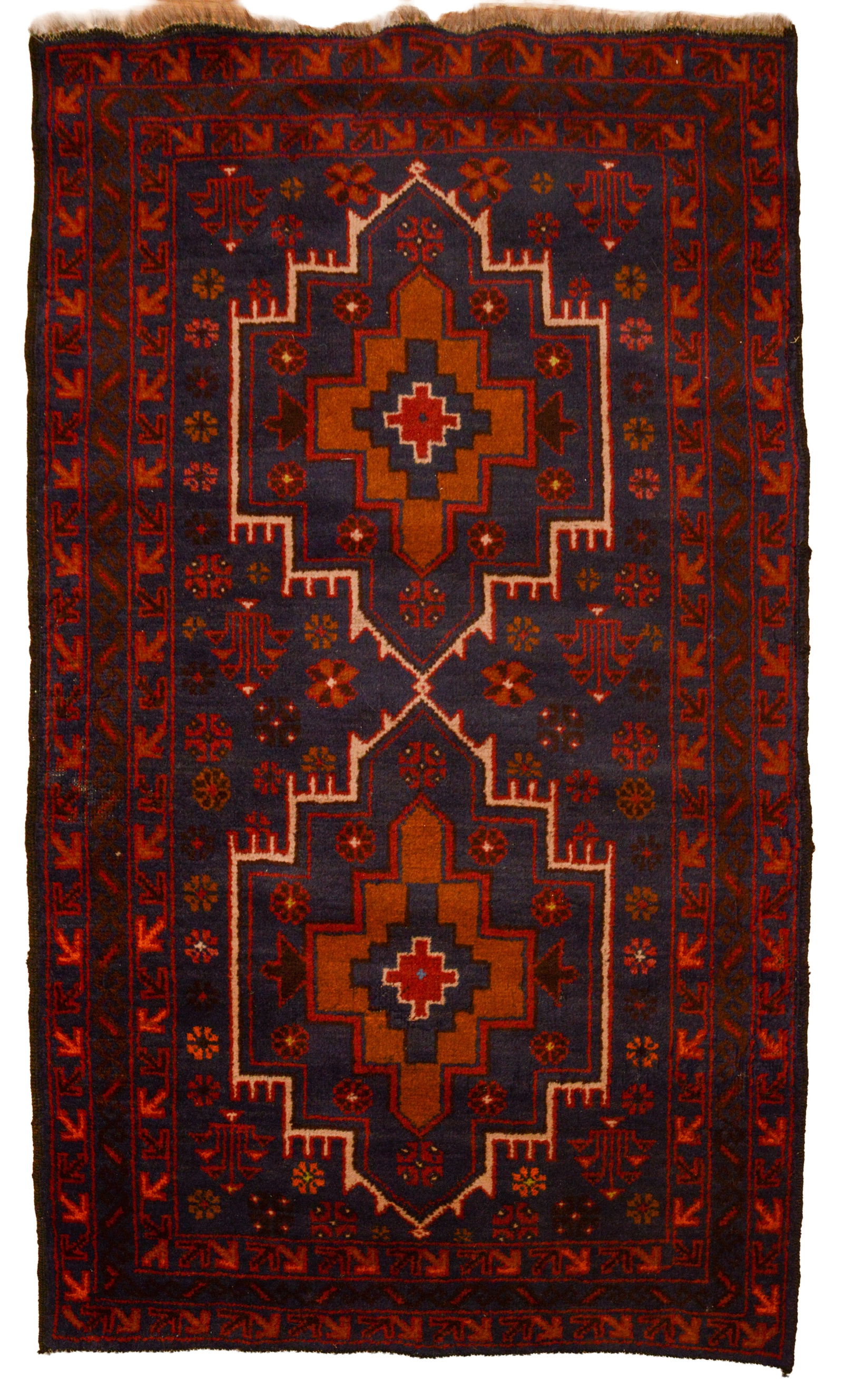 HAND KNOTTED AFGHAN RUG. (1 of 3)