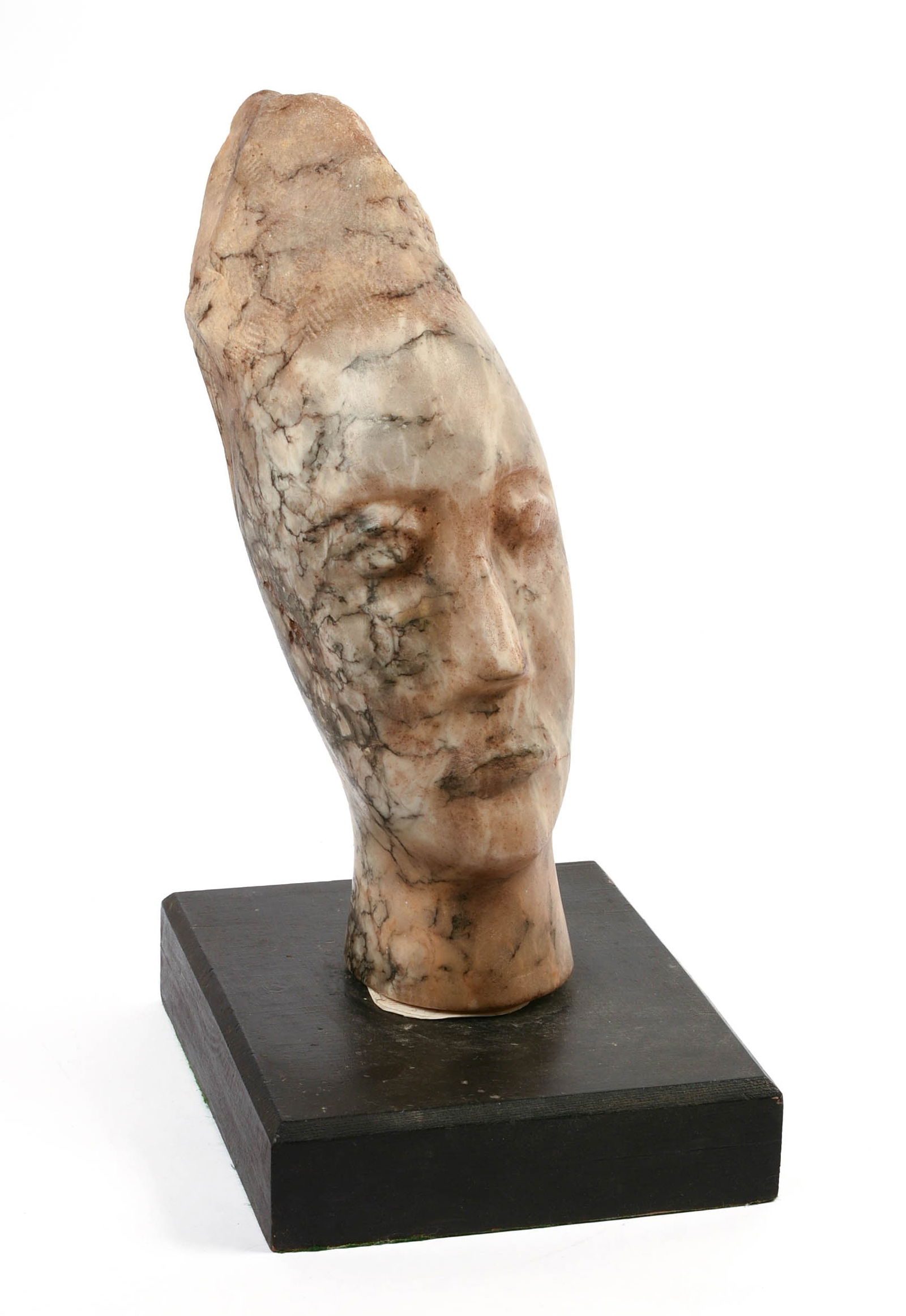 CARVED MARBLE BUST OF A WOMAN. (1 of 4)