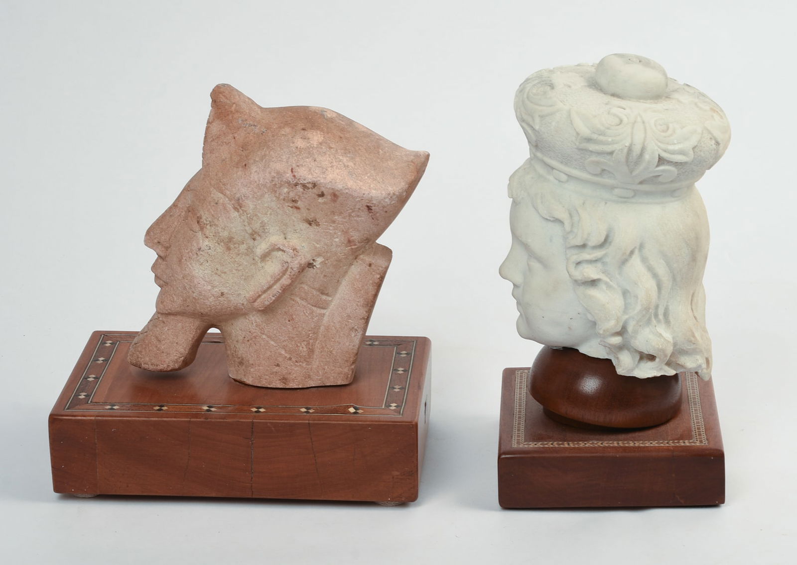 TWO ANTIQUE MOUNTED STONE HEADS. - 4