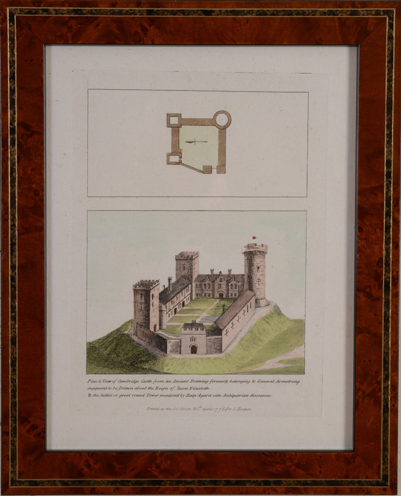 18TH CENTURY PRINT OF CAMBRIDGE CASTLE. (1 of 3)