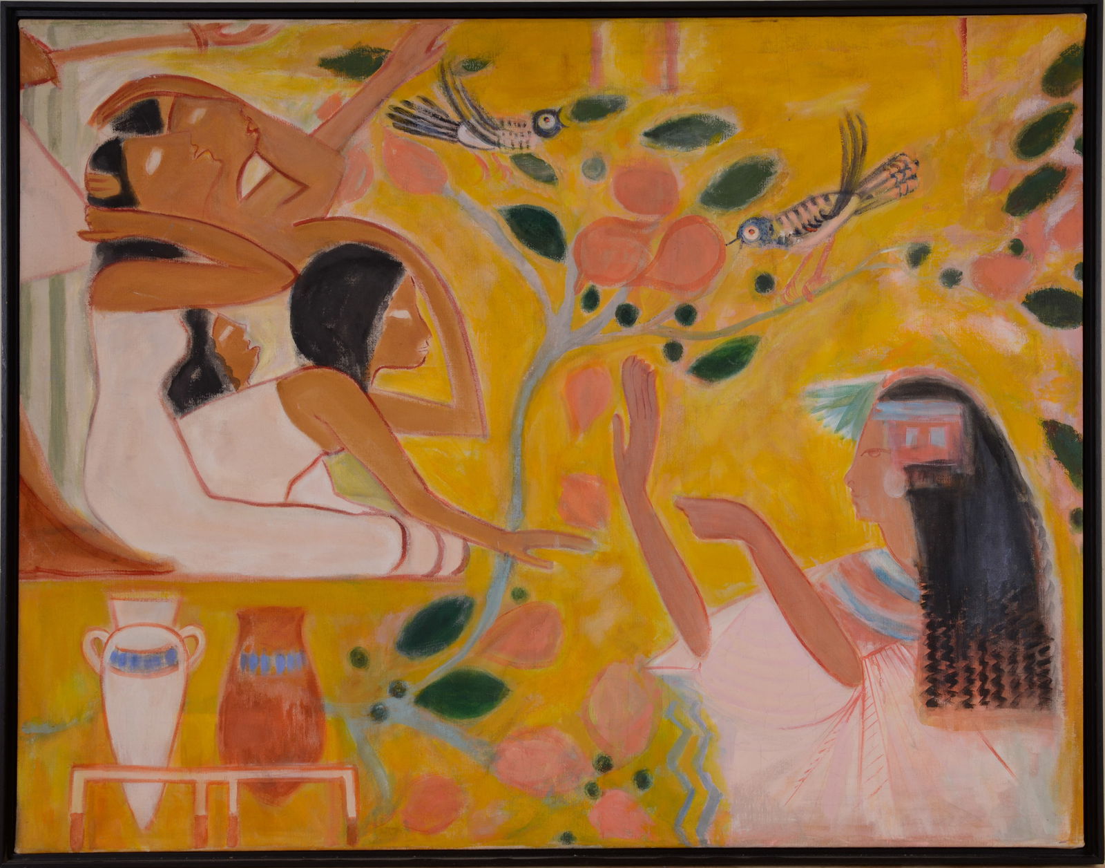 MID CENTURY EGYPTIAN INSPIRED PAINTING. (1 of 2)