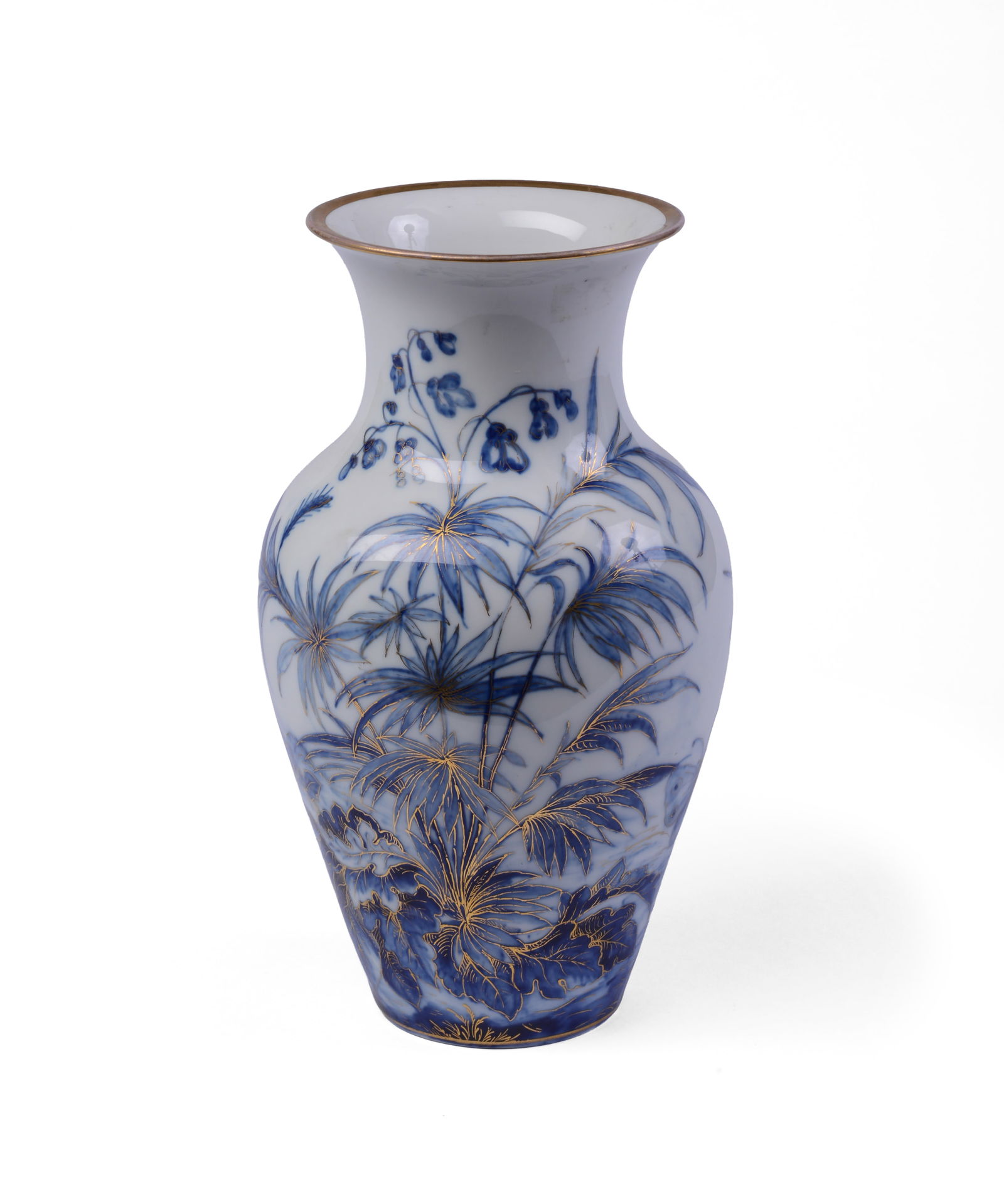 KPM PORCELAIN FLORAL VASE.: Height 10.5 inches.