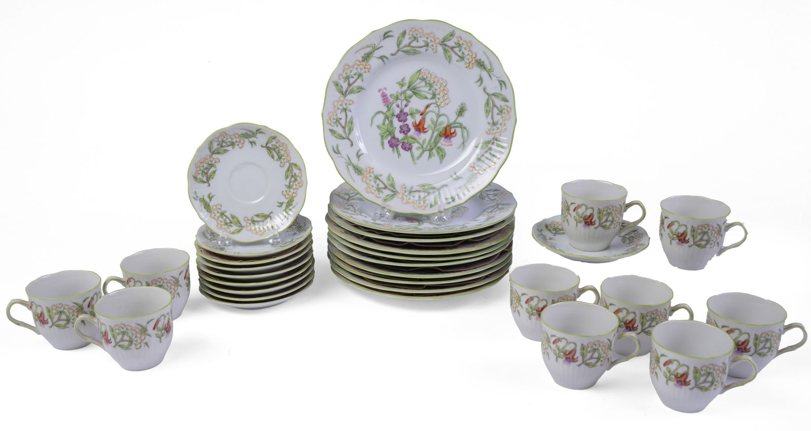 TIFFANY COLLECTION BY SIGMA MIMOSA PATTERN PORCELAIN SET. (1 of 8)