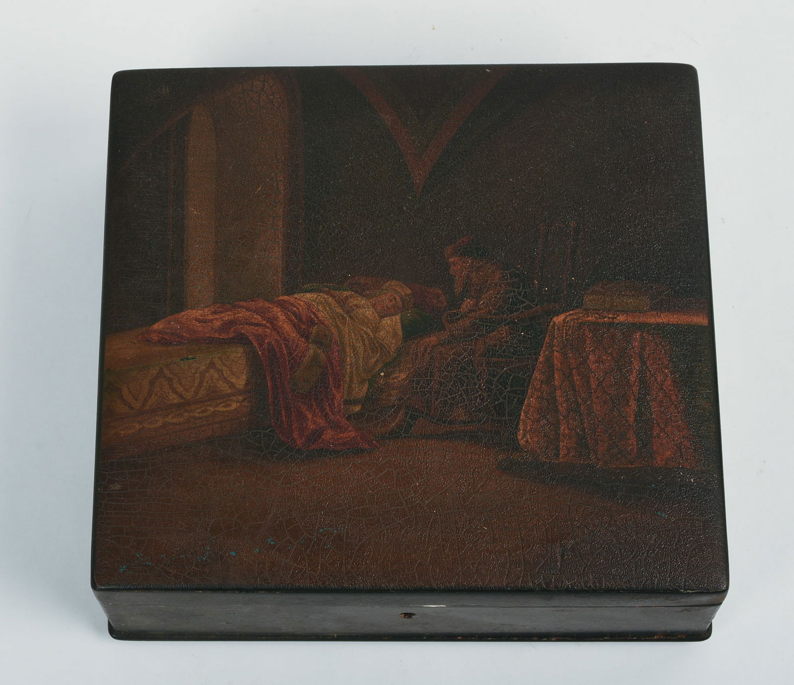 LARGE RUSSIAN BLACK LACQUER BOX. - 2