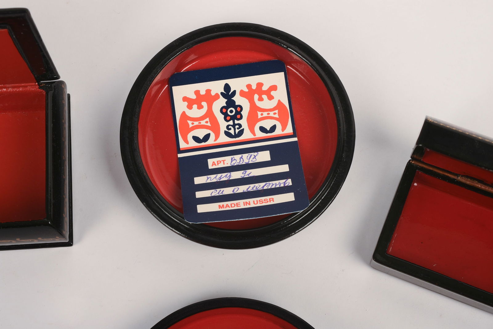 FIVE RUSSIAN BLACK LACQUER BOXES. - 3