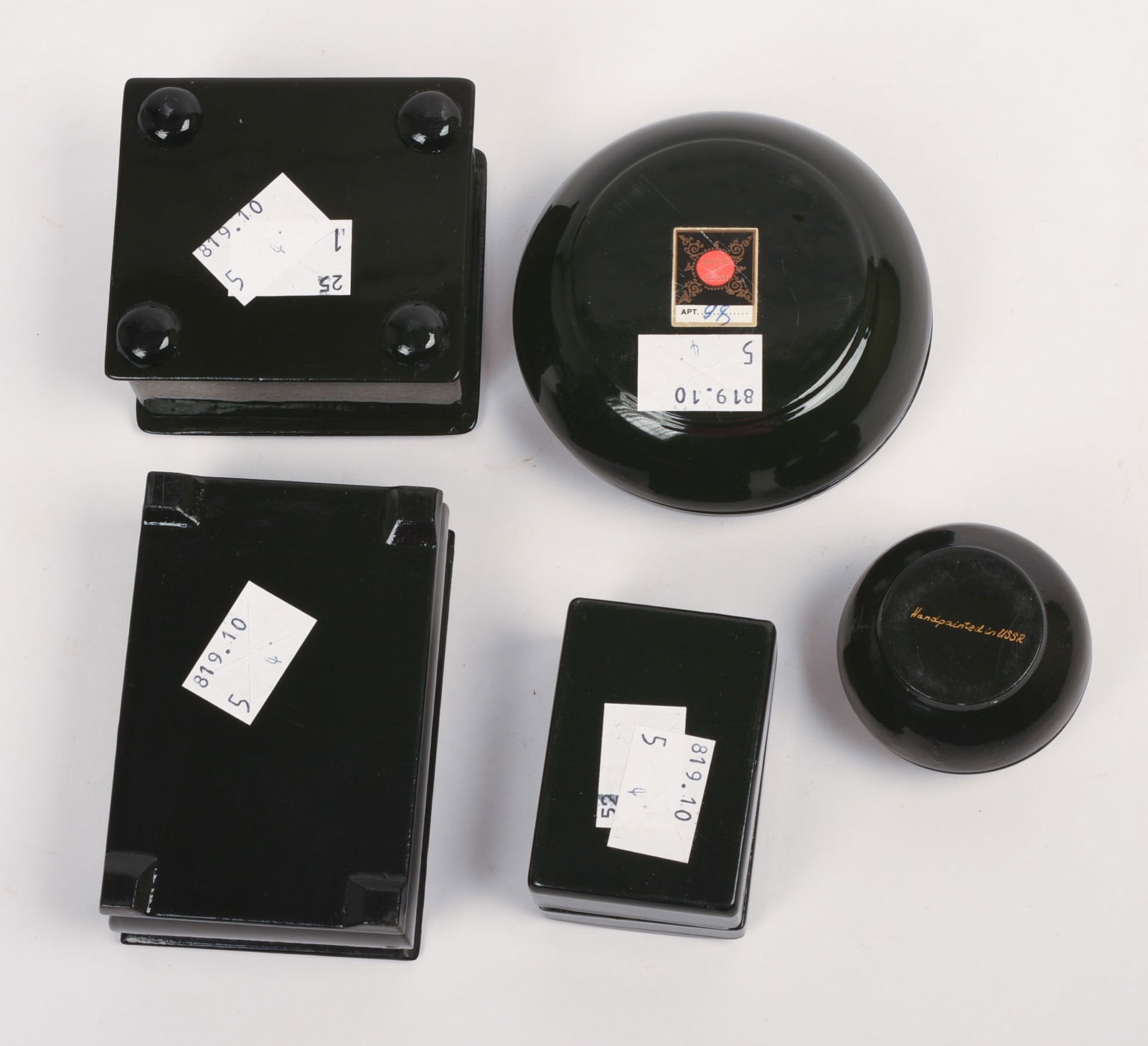 FIVE RUSSIAN BLACK LACQUER BOXES. - 6