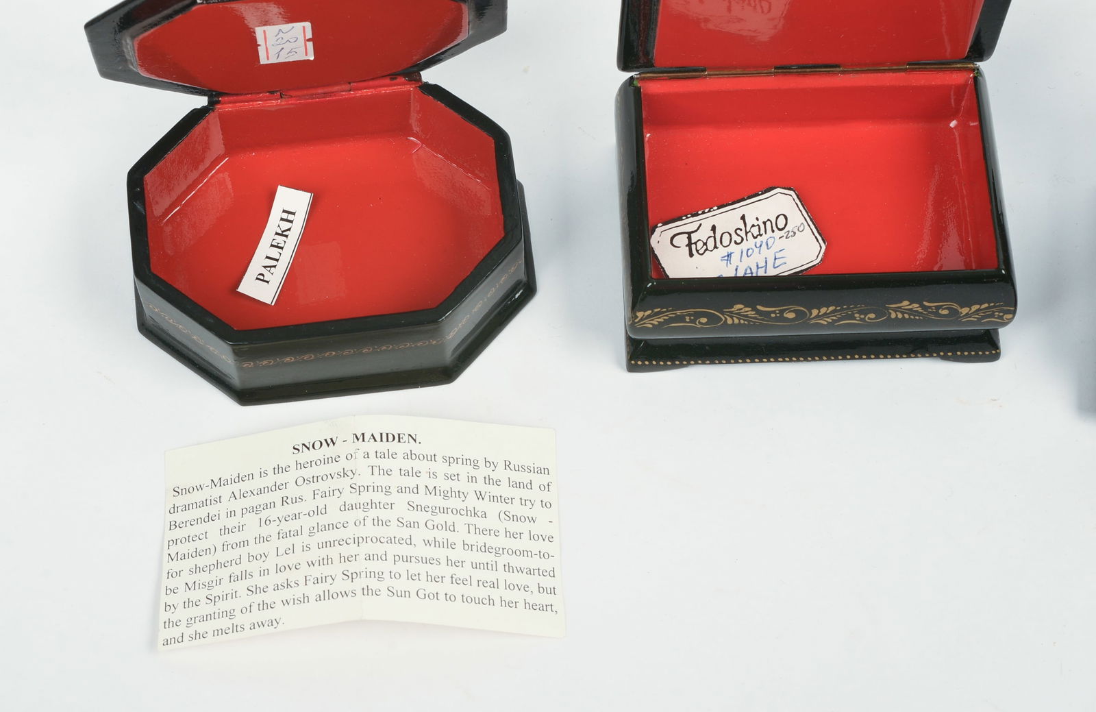 FIVE RUSSIAN BLACK LACQUER BOXES. - 3