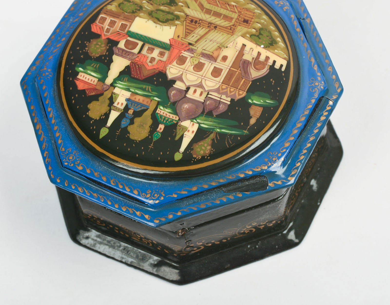 FIVE RUSSIAN BLACK LACQUER BOXES. - 4