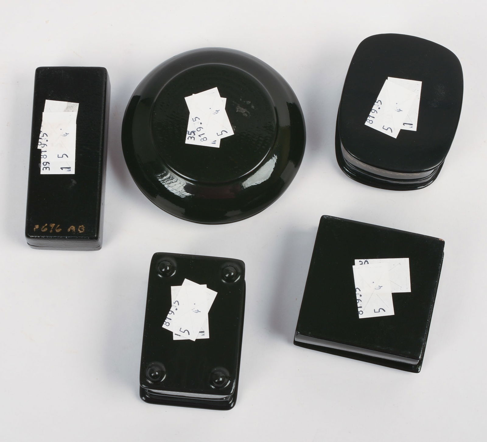 FIVE RUSSIAN BLACK LACQUER BOXES. - 5