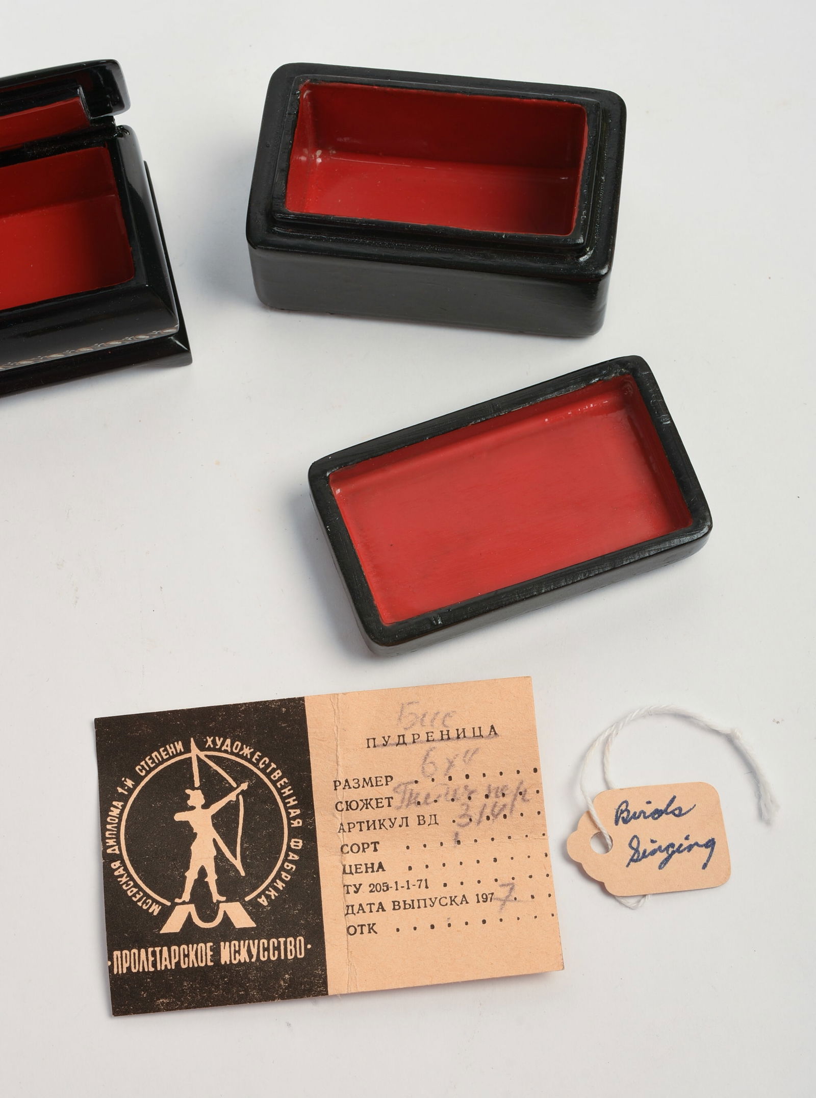 FIVE RUSSIAN BLACK LACQUER BOXES. - 4