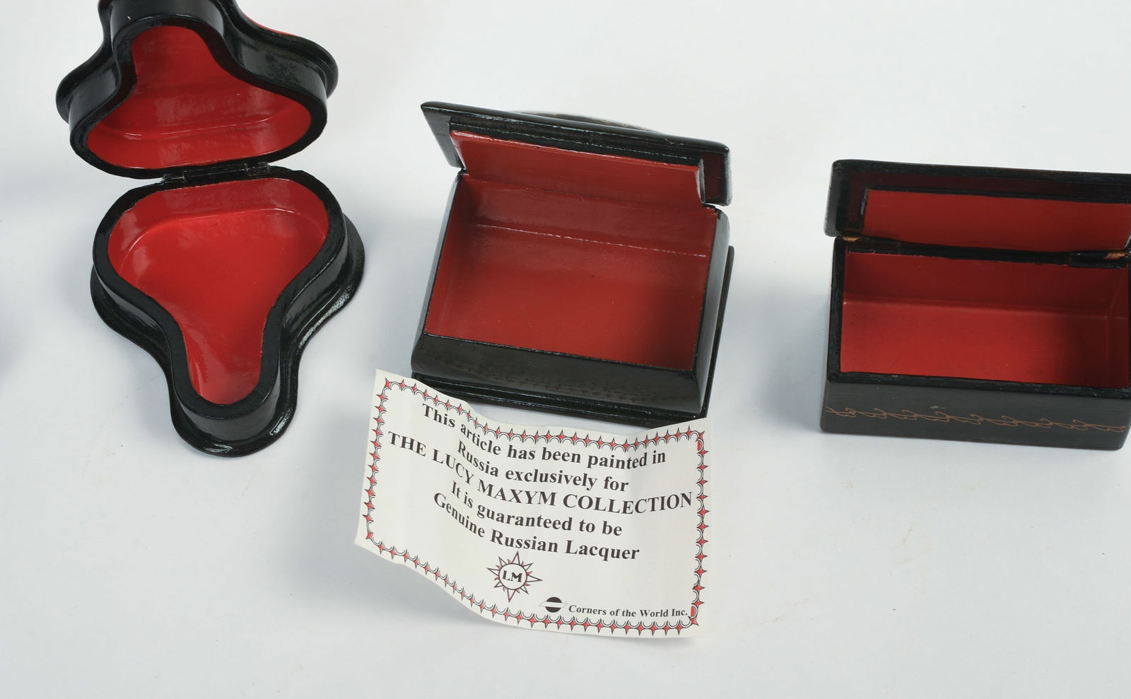 FIVE RUSSIAN BLACK LACQUER BOXES. - 4