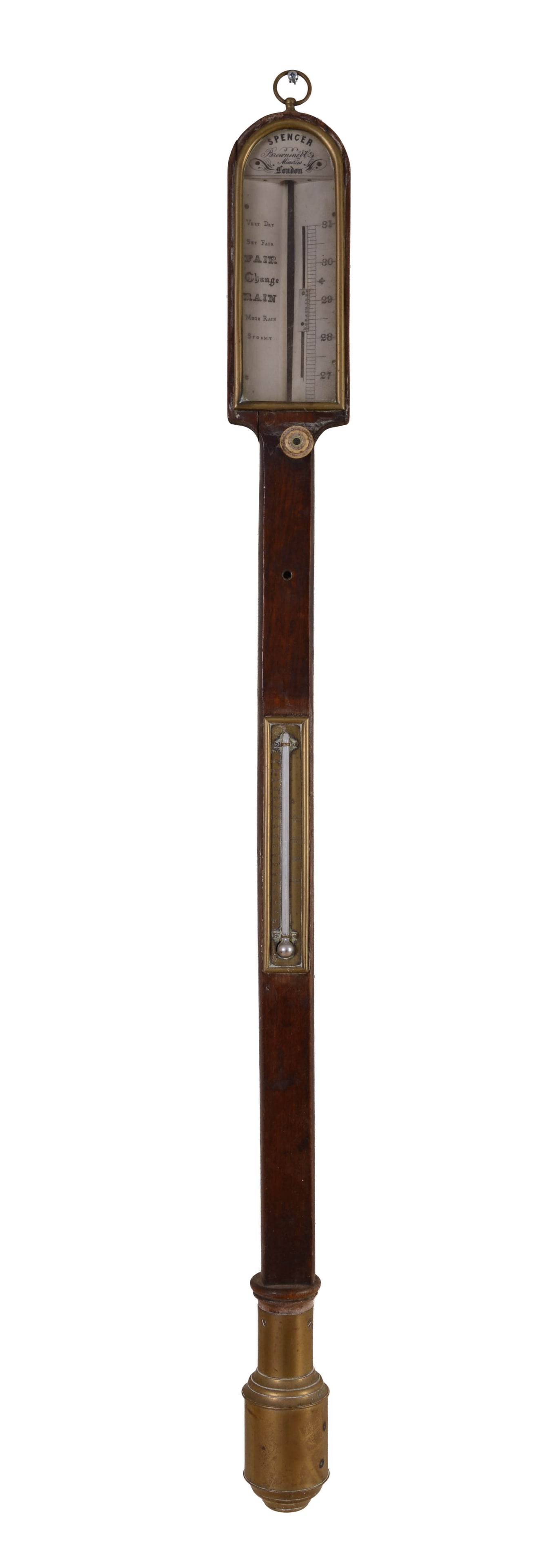 SPENCER, BROWNING AND CO. LONDON BAROMETER.: Length 36.5 inches. Lacking mercury tube.