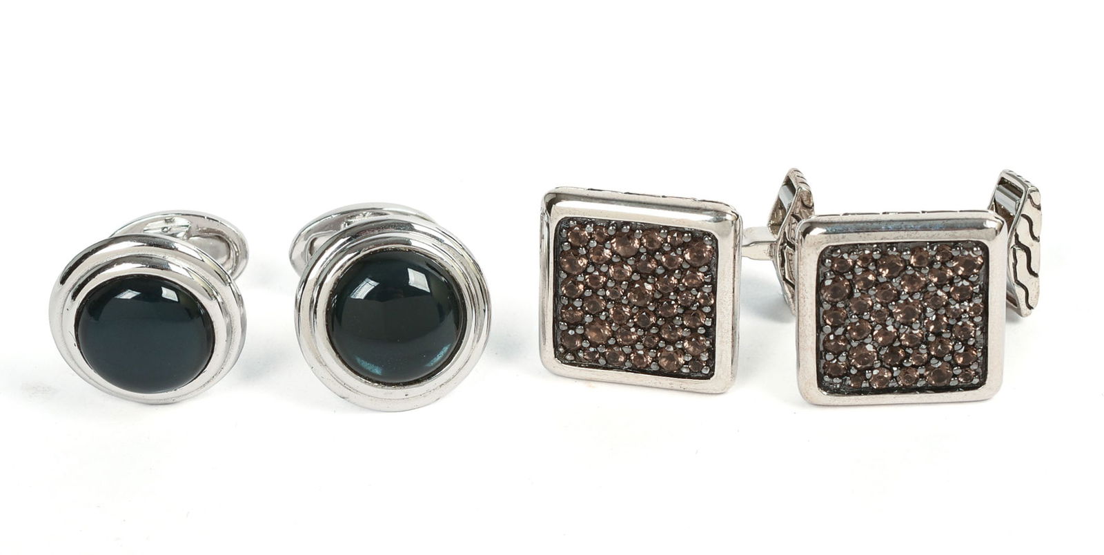 TWO PAIRS OF JOHN HARDY STERLING SILVER CUFFLINKS. (1 of 4)