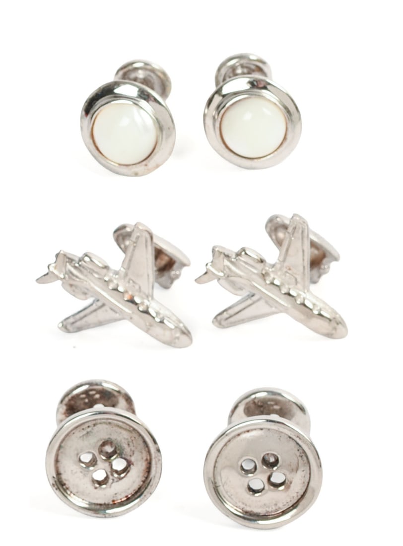 THREE PAIRS OF ROTENIER STERLING SILVER CUFFLINKS. (1 of 5)