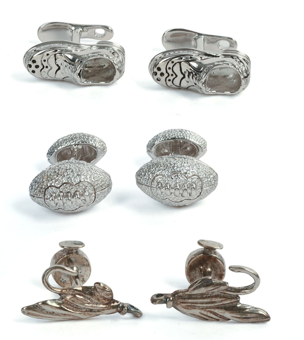 THREE PAIRS OF ROTENIER STERLING SILVER CUFFLINKS. (1 of 6)