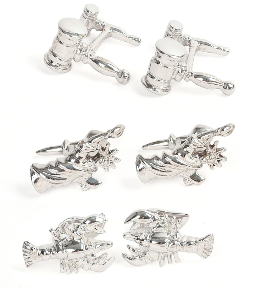 THREE PAIRS OF ROTENIER STERLING SILVER CUFFLINKS. (1 of 6)