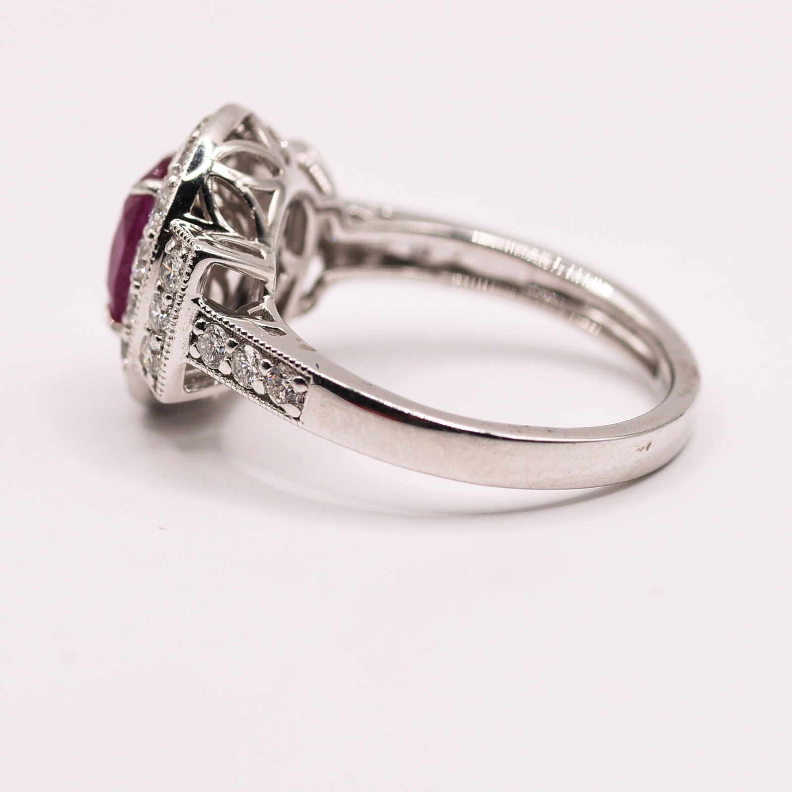 PLATINUM BURMESE RUBY AND DIAMOND RING - 2
