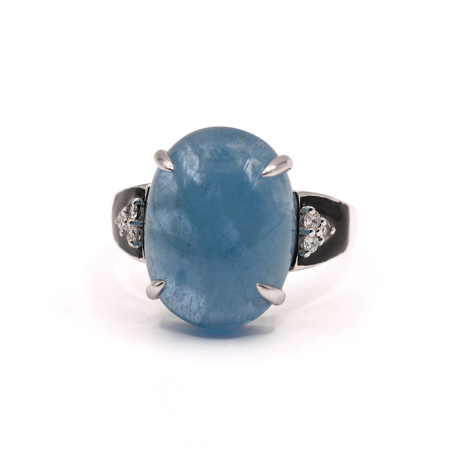 14K WHITE GOLD CUSTOM MADE LADY'S DIAMOND AND AQUAMARINE RING (1 of 3)