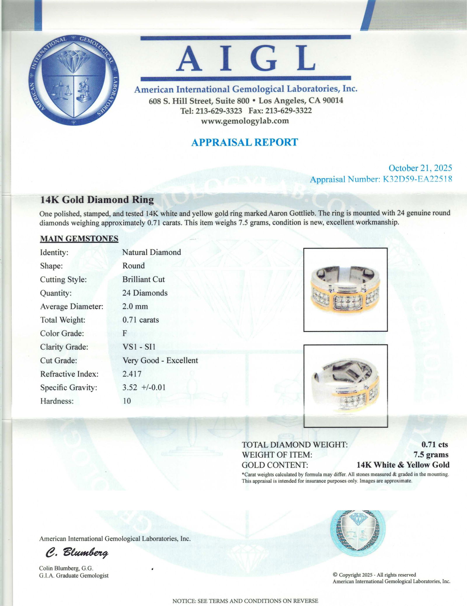 14K GOLD DIAMOND RING. - 3