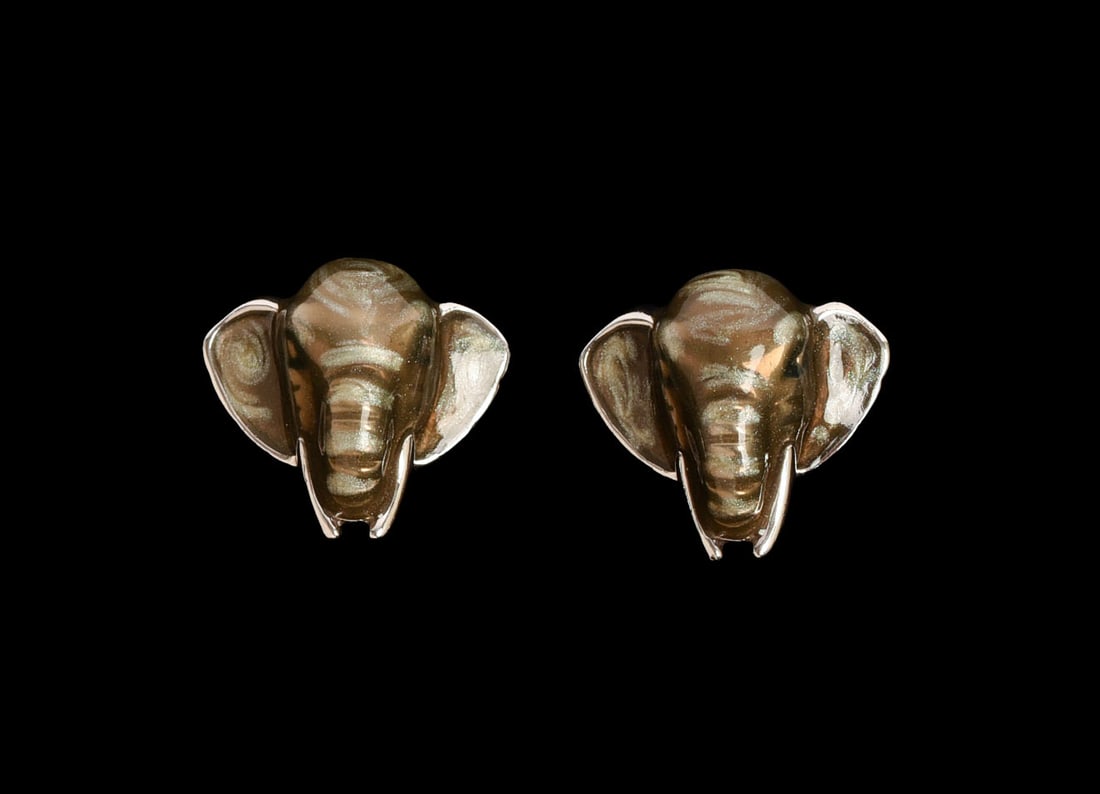 JAN LESLIE STERLING SILVER ELEPHANT CUFFLINKS.: 0.75 x 0.5 inches, new in bag.