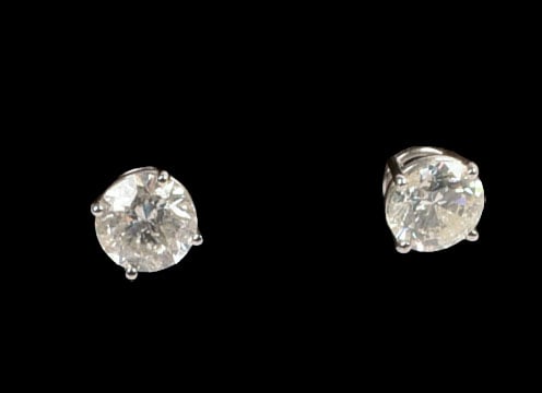 14K GOLD DIAMOND STUD EARRINGS. (1 of 5)