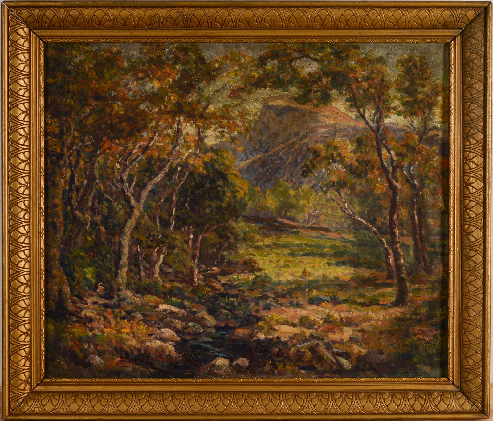 Impressionist Autumn Landscape.: Oil on canvas, 20 x 24 inches, unsigned. Framed, 24 x 28 inches.