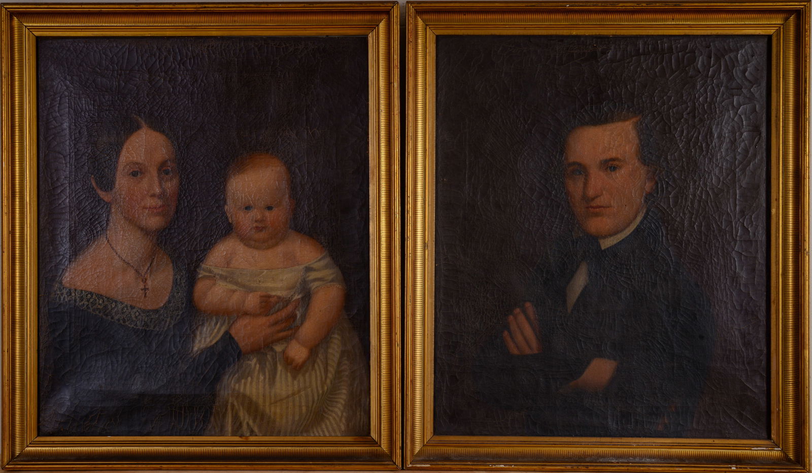 Pair of 19th Century American Folk Portraits. (1 of 5)