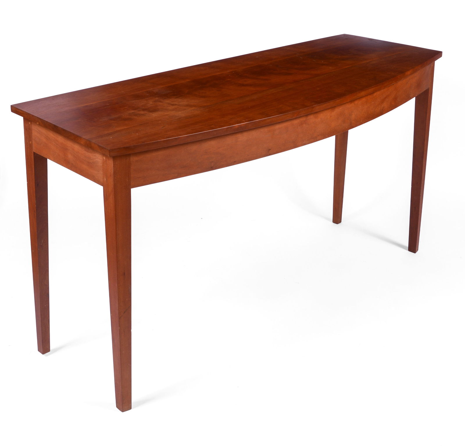 Thomas Moser Cherry Bow Front Glove Table.: Height 29 inches, length 54 inches, depth 19 inches.