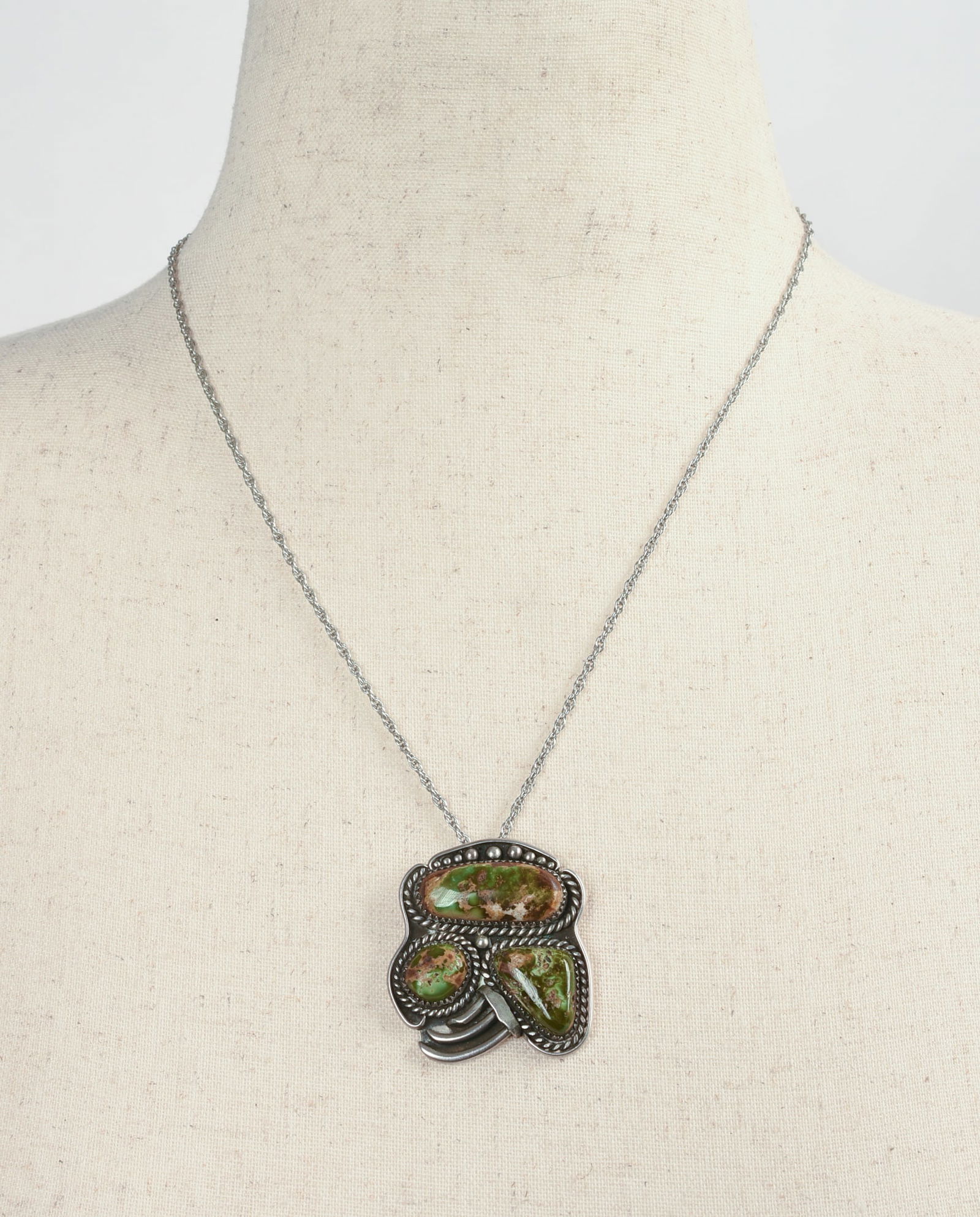 Navajo Sterling Silver and Turquoise Pendant Necklace. (1 of 2)