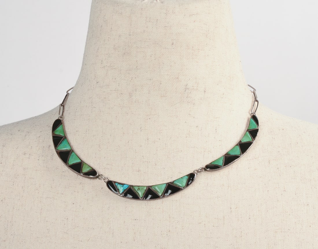 Navajo Sterling Silver and Turquoise Necklace. (1 of 3)