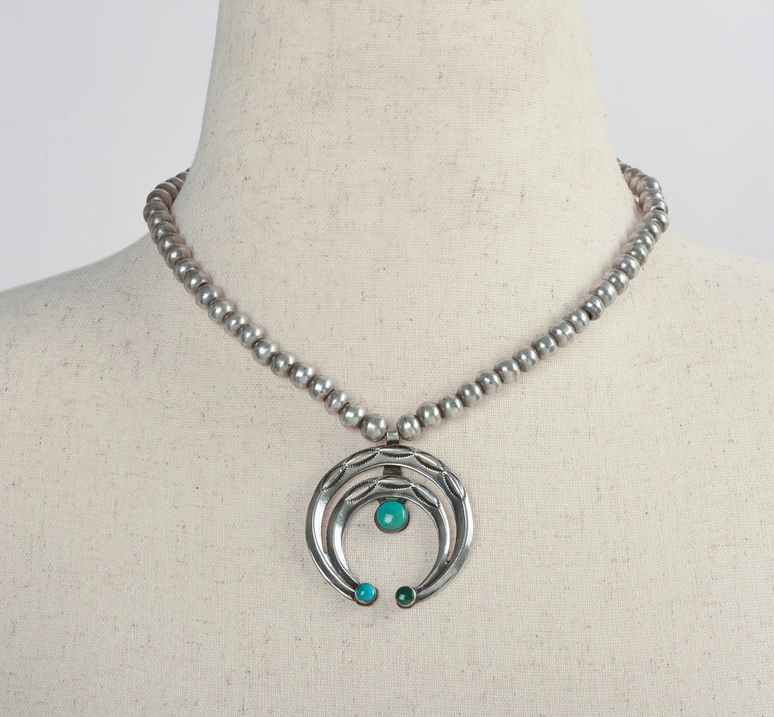 Navajo Sterling and Turquoise Necklace. (1 of 3)