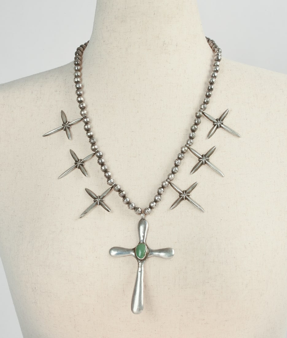 Native American Sterling Necklace With Crosses. (1 of 2)