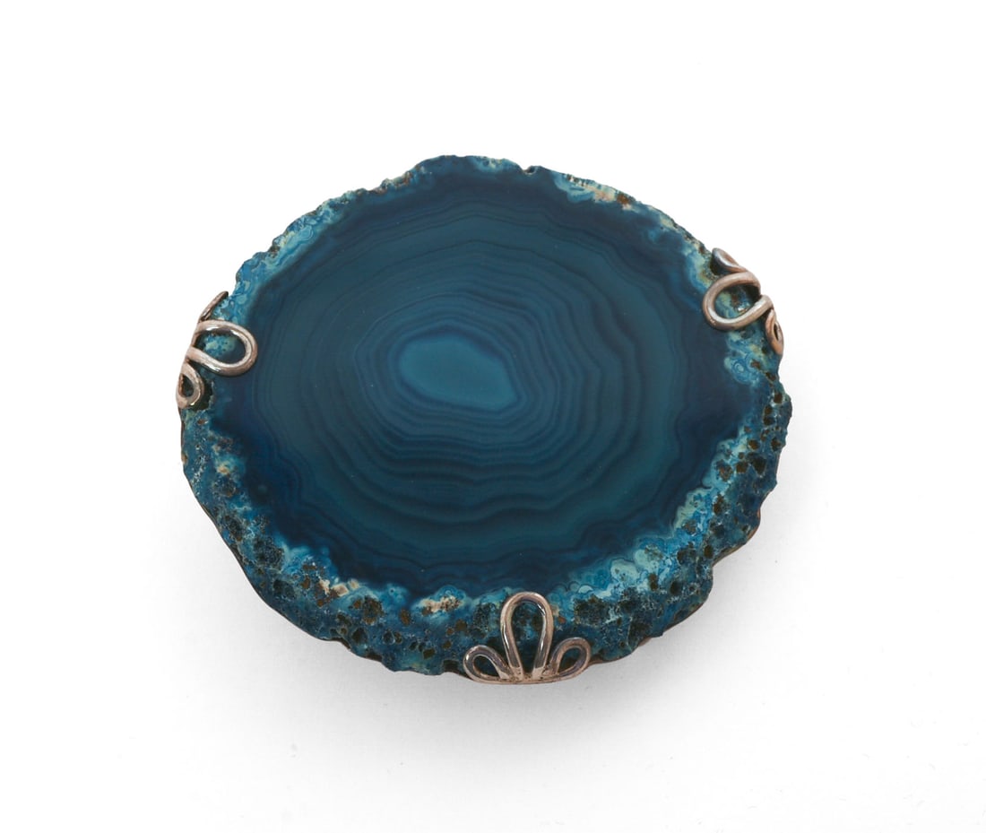 Raymond Coriz Sterling Geode Belt Buckle.: 2.75 x 2.5 inches.