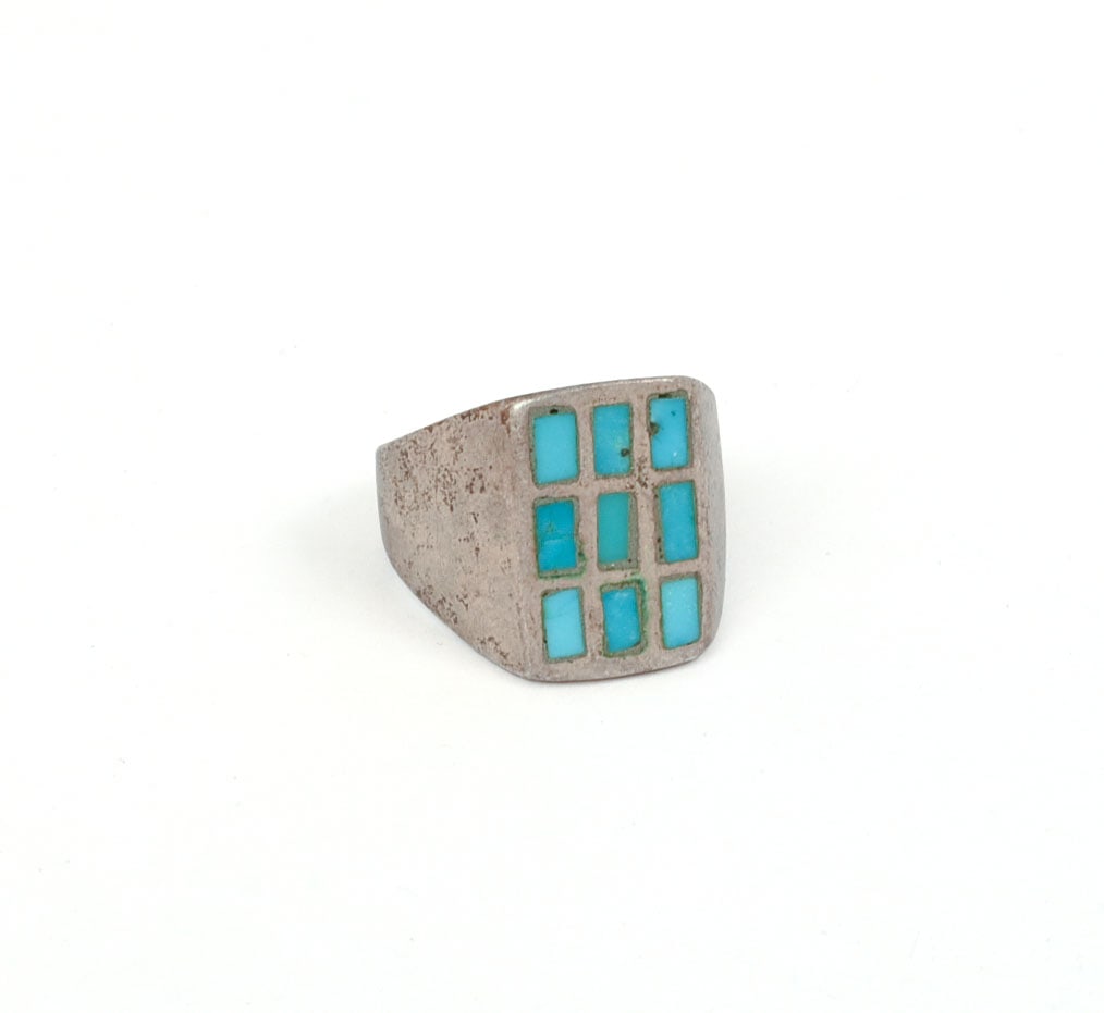 Navajo Sterling and Turquoise Ring.: Size 7.25, 0.3 ozt.
