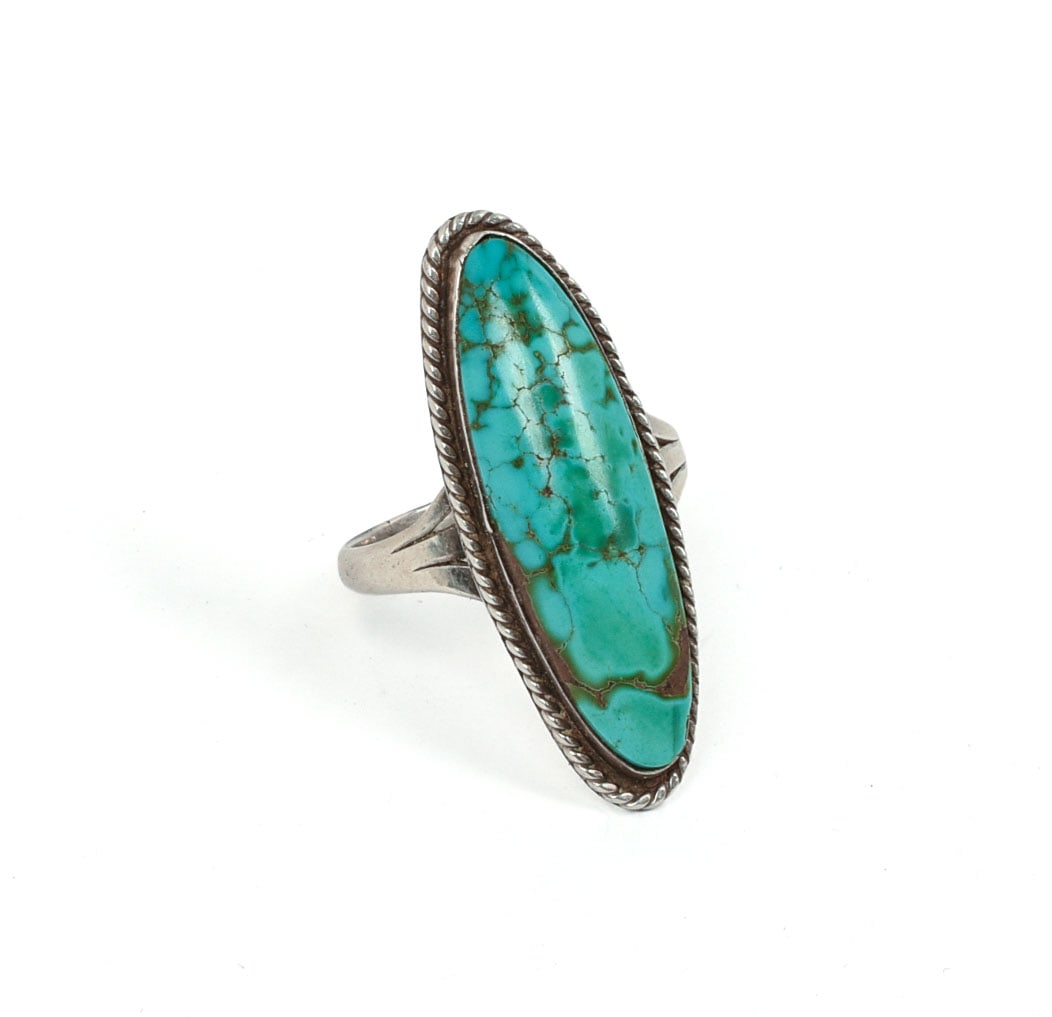 Navajo Sterling and Turquoise Ring.: Size 11, 0.25 ozt.