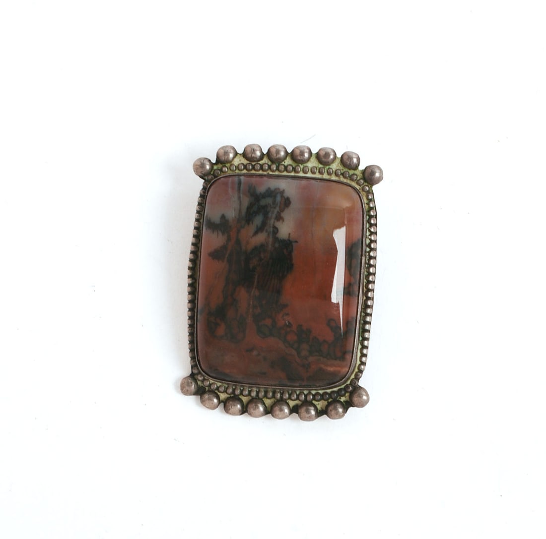 Navajo Sterling and Petrified Wood Pendant.: 1.5 x 1 inches, 0.464 ozt