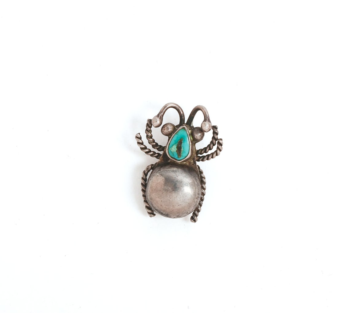 Native American Sterling and Turquoise Bug Brooch. (1 of 2)