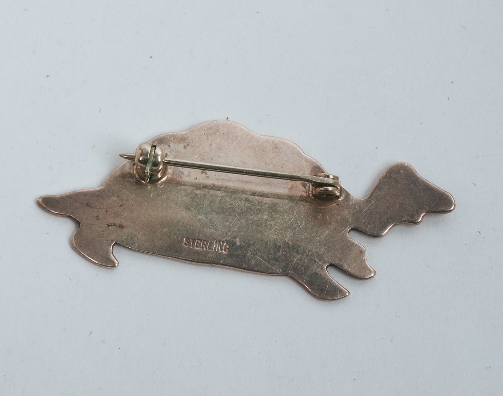 Native American Sterling Silver Turtle Brooch. - 2