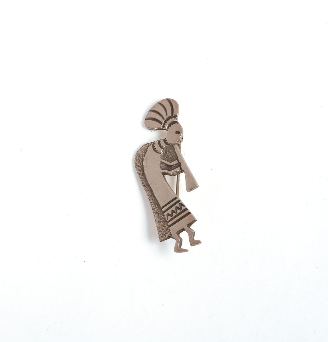 Native American Sterling Kokopelli Pin.: 2 x 0.75 inch, 0.22 ozt.
