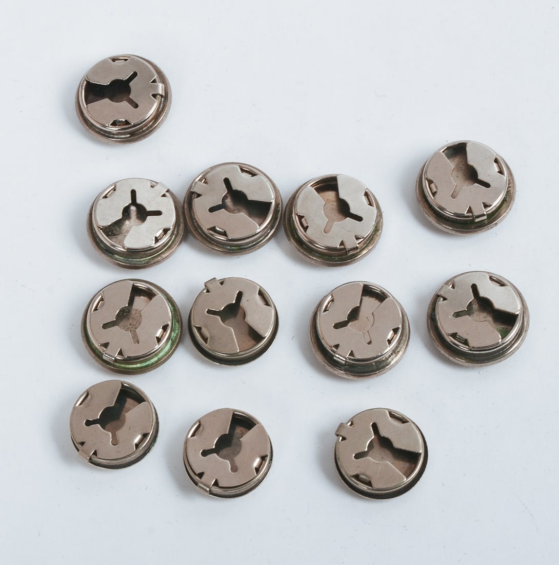 Twelve Native American Sterling Button Covers. - 2
