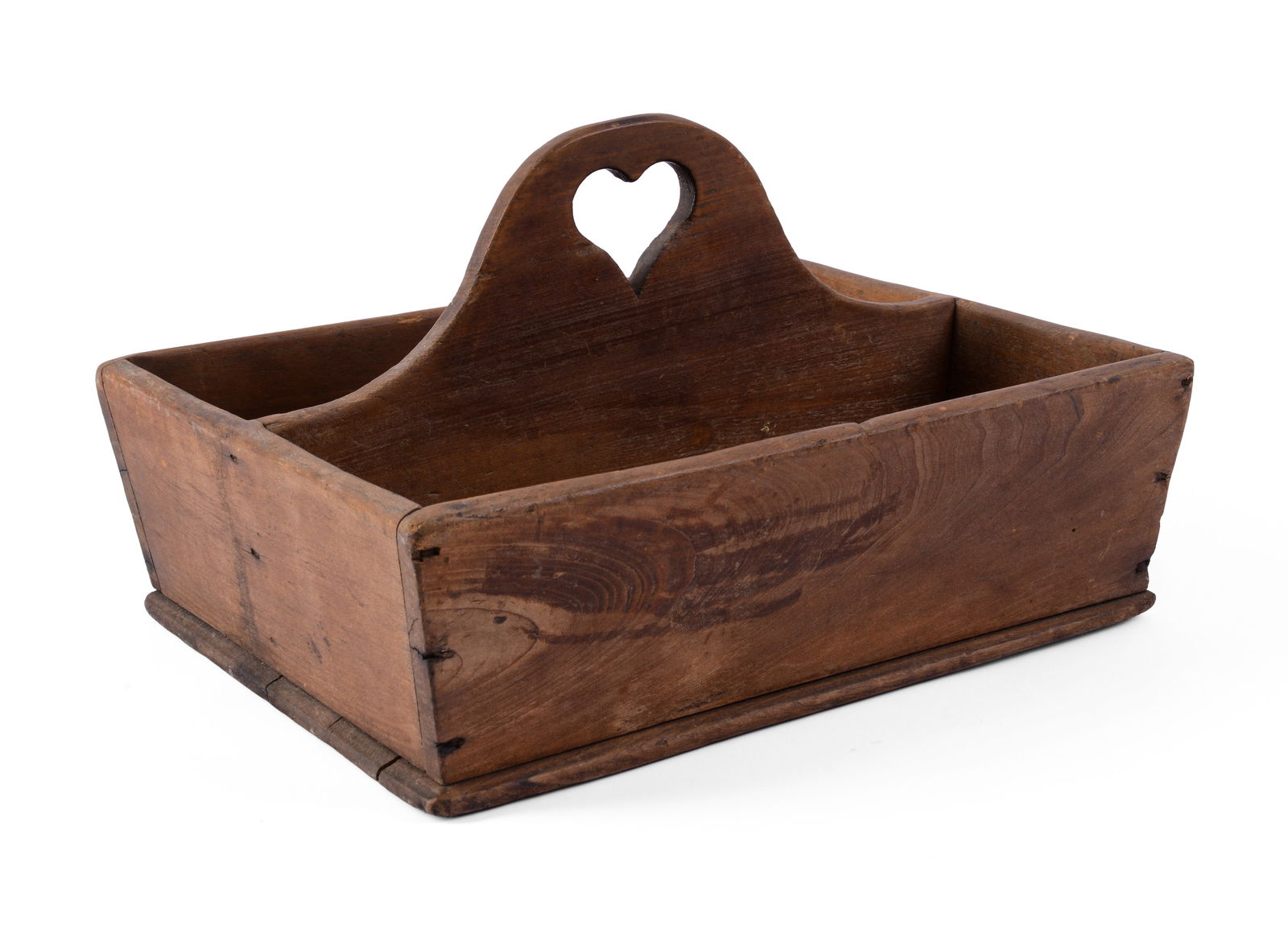 19th Century Knife Box With Heart Cutout.: 8.5 x 12 x 14.5 inches. Some wear around edges.